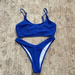 Stylish Blue Textured Bikini Set